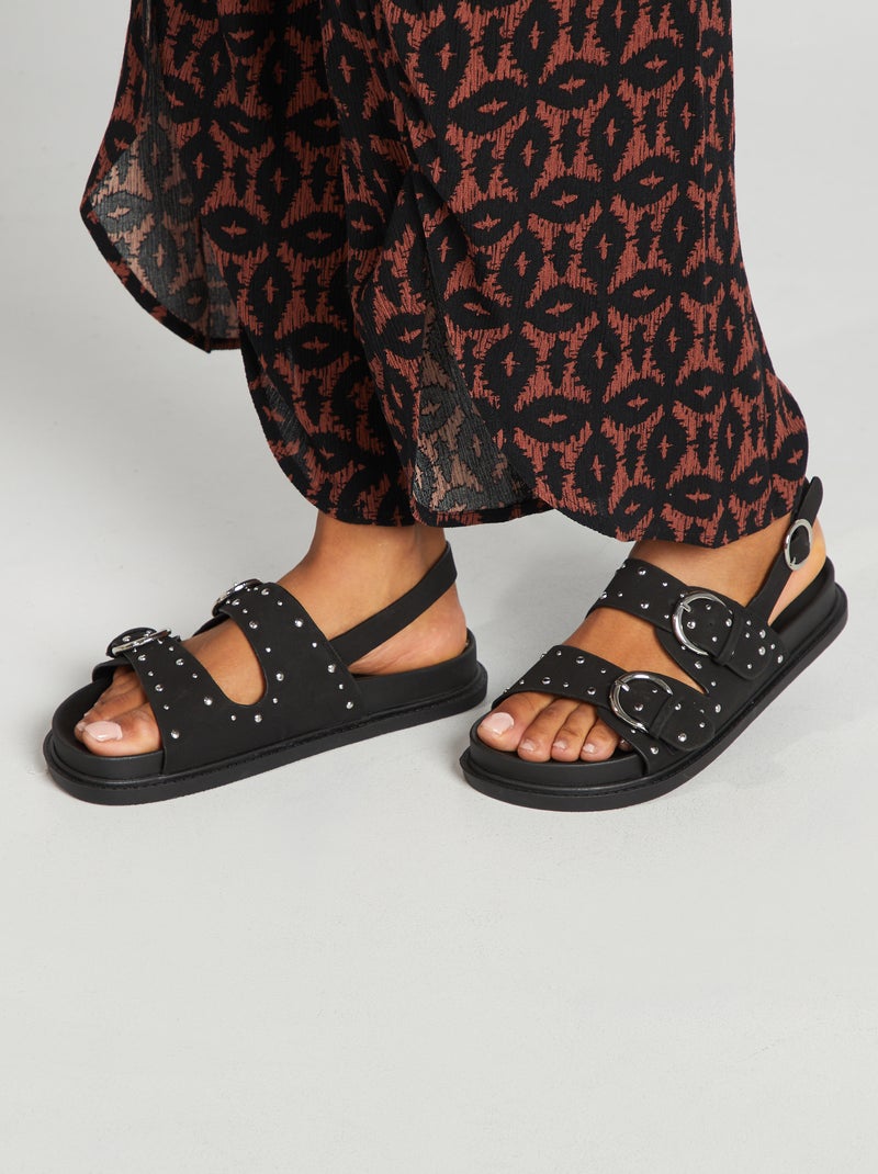 Sandalias con tiras de tachuelas NEGRO - Kiabi