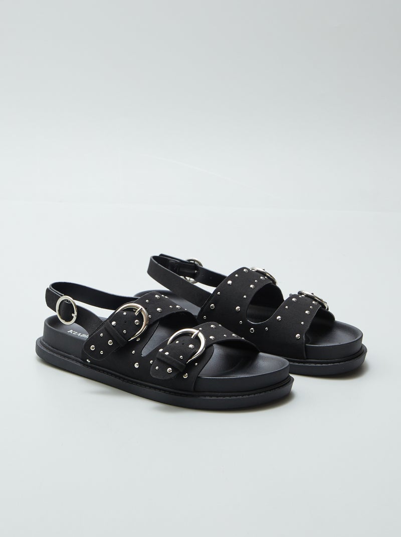 Sandalias con tiras de tachuelas NEGRO - Kiabi