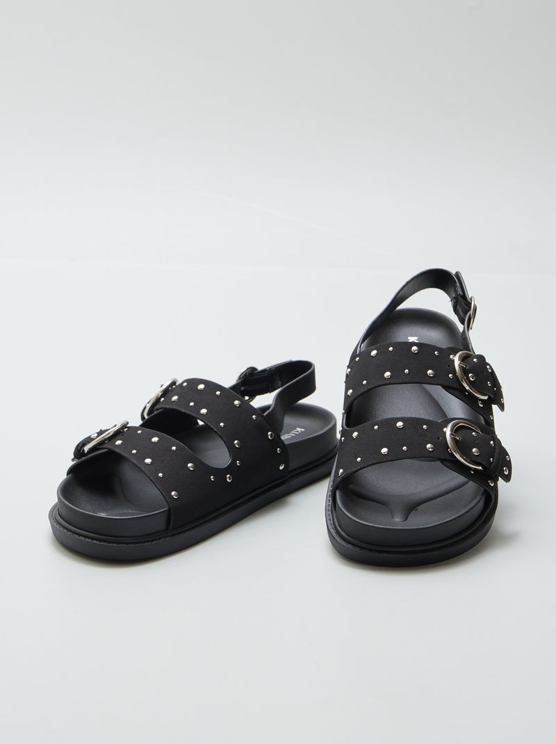 Sandalias con tiras de tachuelas NEGRO - Kiabi