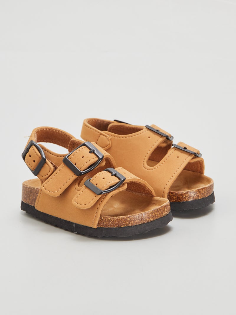 Sandalias con tiras de velcro en el tobillo MARRON - Kiabi