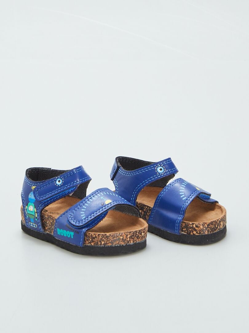 Sandalias con tiras estampadas AZUL - Kiabi