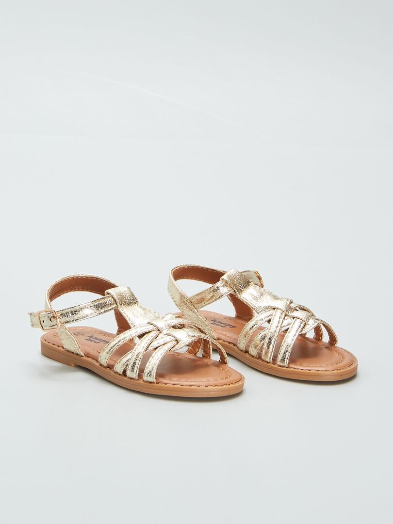 Sandalias con tiras metalizadas BEIGE - Kiabi