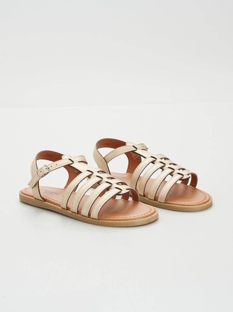 Sandalias con tiras oro - Kiabi