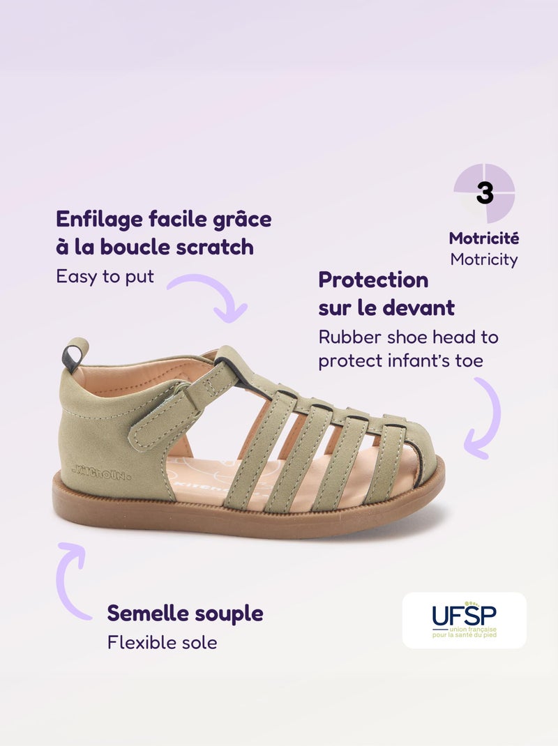 Sandalias con tiras 'Primeros pasos' - Kitchoun Kaki - Kiabi