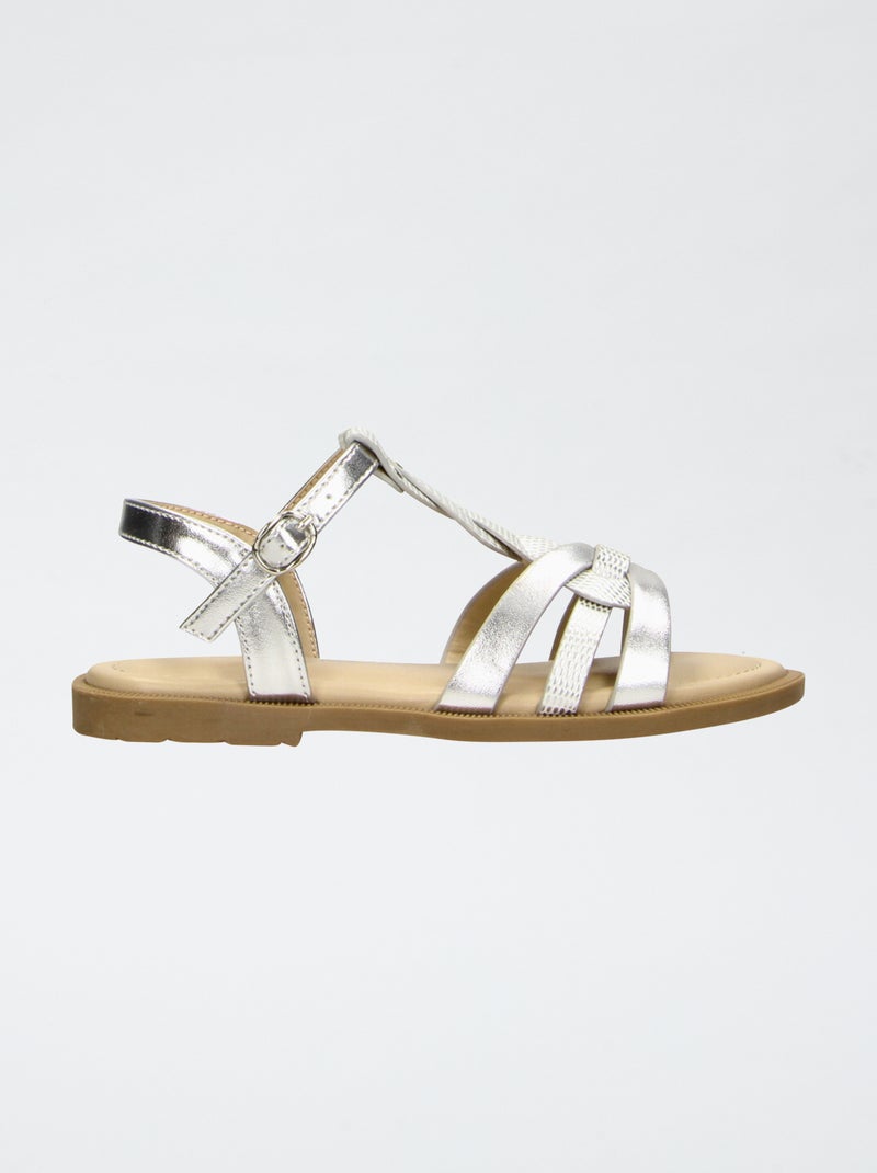 Sandalias con tiras trenzadas Gris - Kiabi