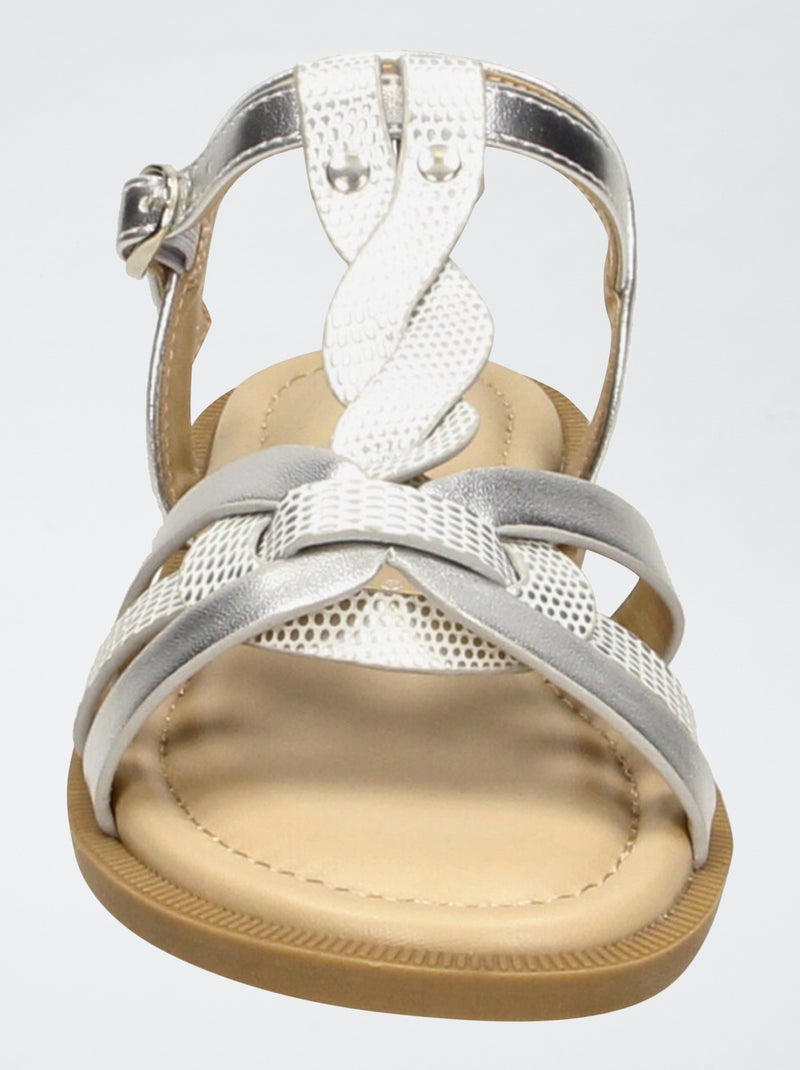 Sandalias con tiras trenzadas Gris - Kiabi