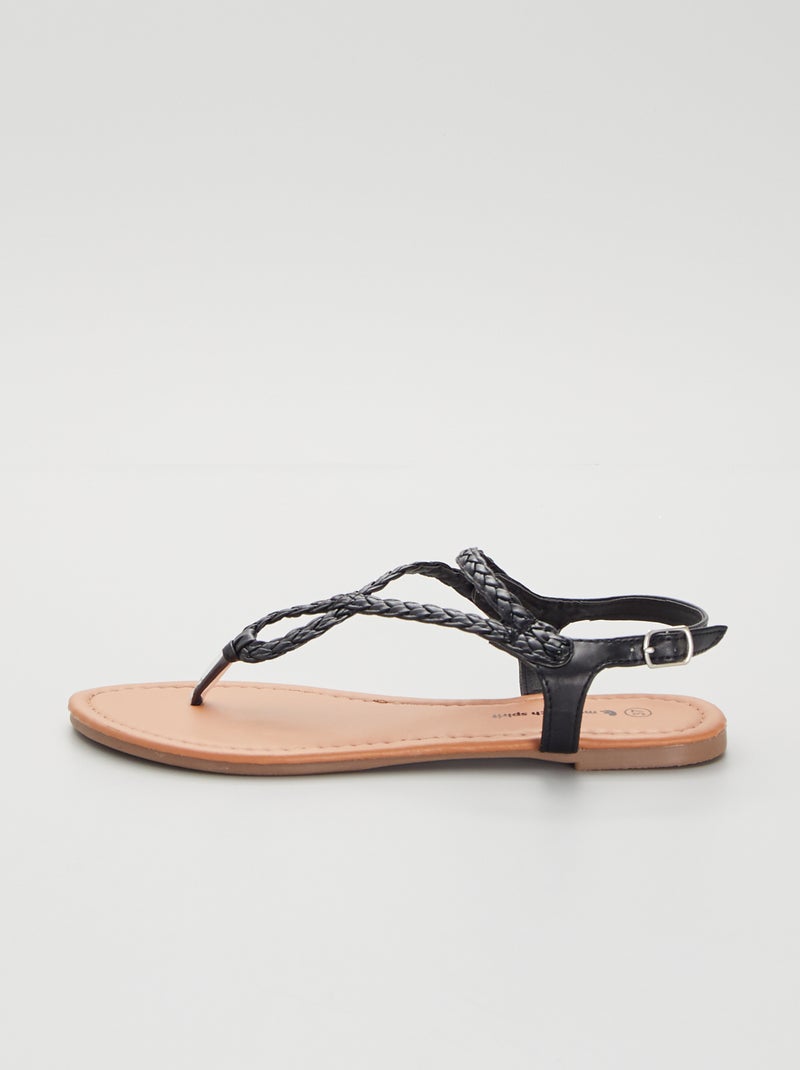 Sandalias con tiras trenzadas NEGRO - Kiabi