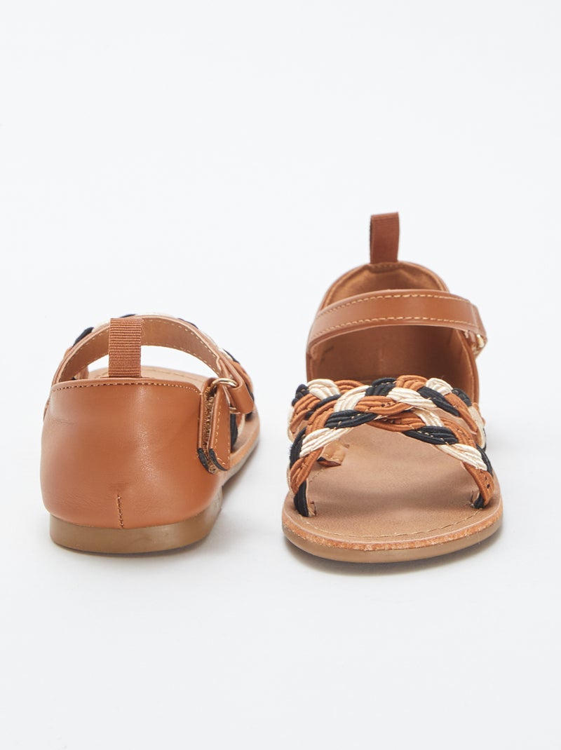 Sandalias con tiras trenzadas y cierres de velcro MARRON - Kiabi