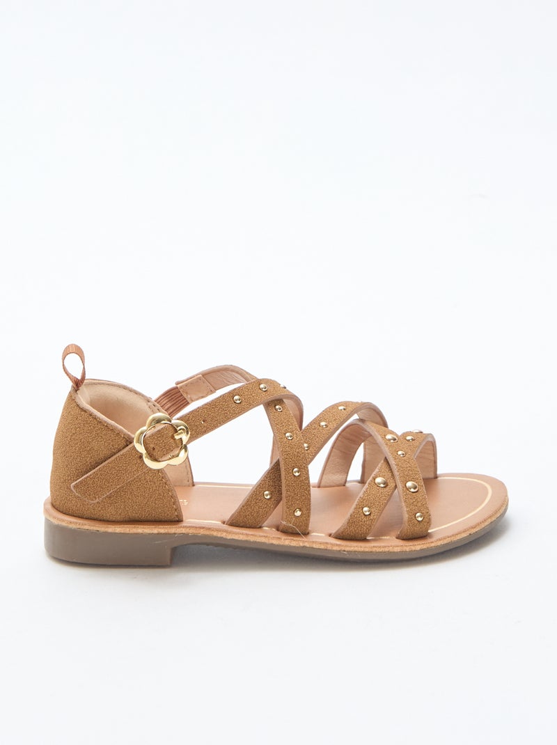 Sandalias con tiras y tachuelas Beige - Kiabi