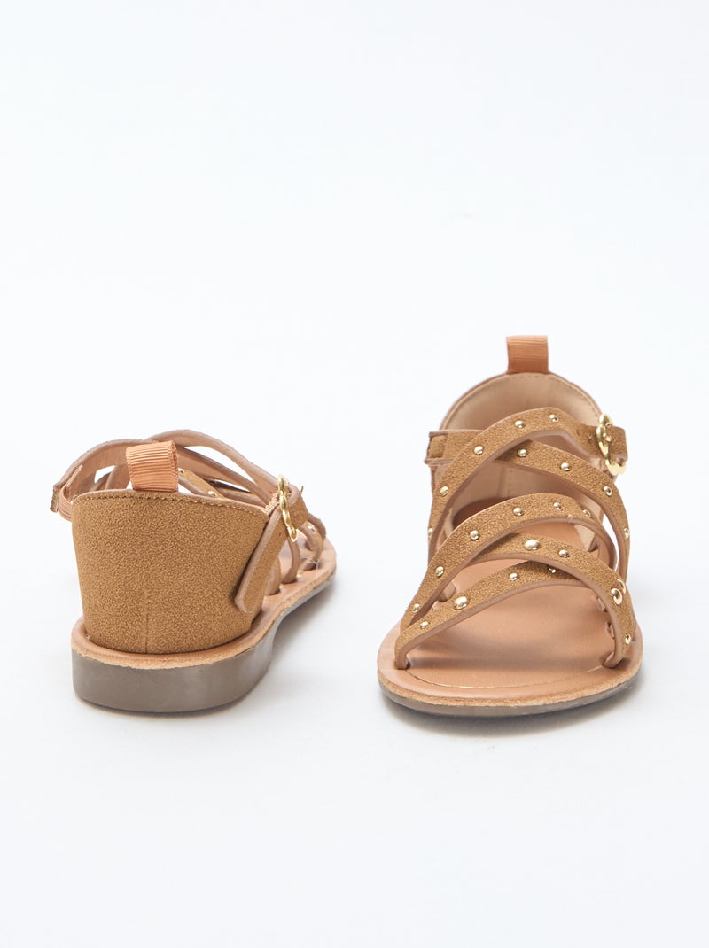 Sandalias con tiras y tachuelas Beige - Kiabi