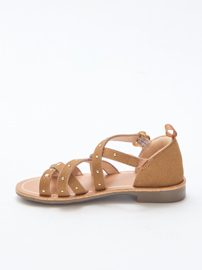 Sandalias con tiras y tachuelas Beige - Kiabi