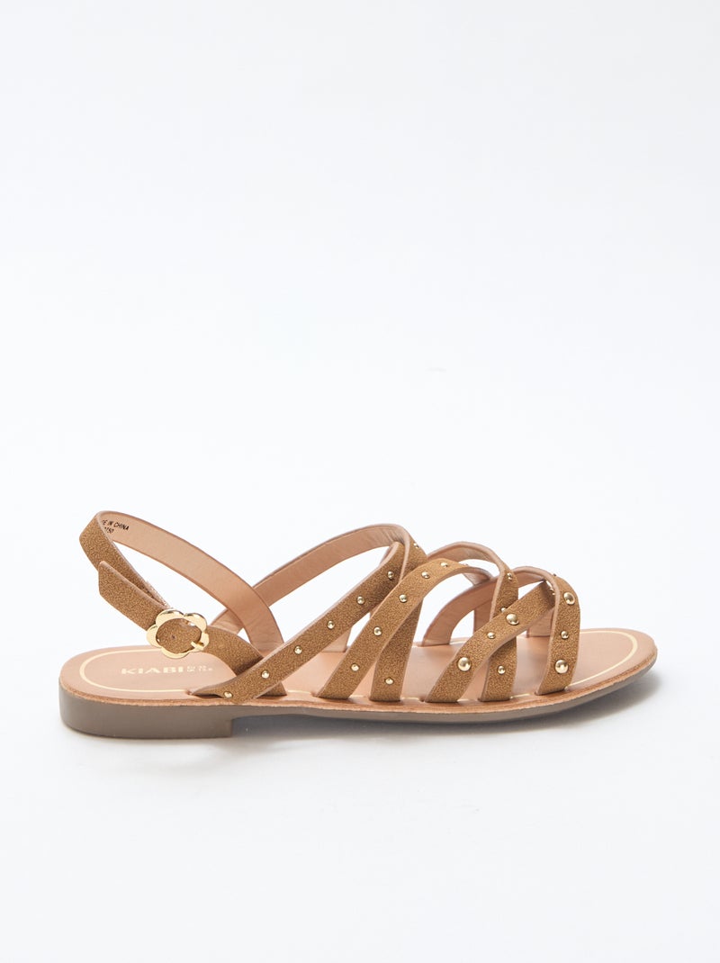 Sandalias con tiras y tachuelas Beige - Kiabi
