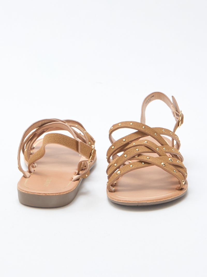 Sandalias con tiras y tachuelas Beige - Kiabi