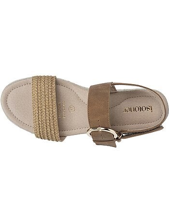 Sandalias suela con memoria de forma, tacón de 3,5 cm, diseño de cuerda y leopardo