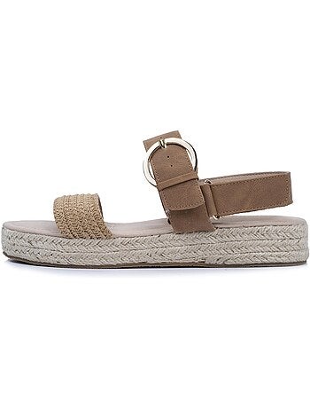 Sandalias suela con memoria de forma, tacón de 3,5 cm, diseño de cuerda y leopardo