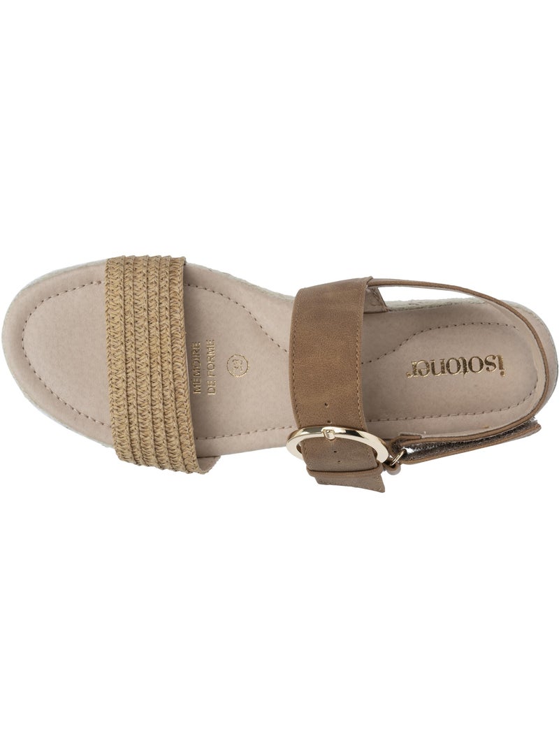 Sandalias con un tacón de cuña de 3,5 cm muy cómodo Camel - Kiabi