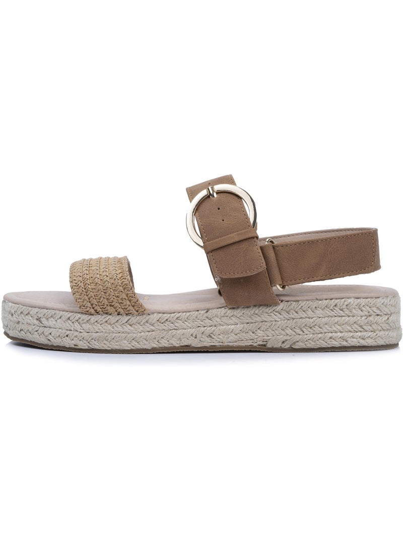 Sandalias con un tacón de cuña de 3,5 cm muy cómodo Camel - Kiabi