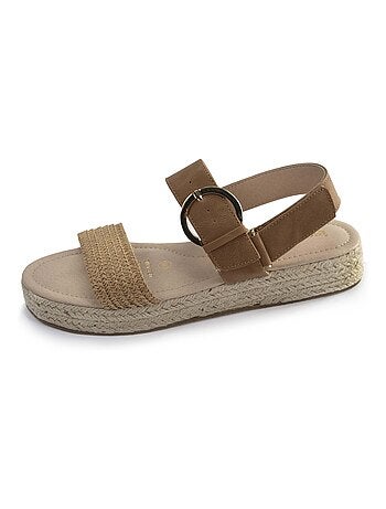 Sandalias suela con memoria de forma, tacón de 3,5 cm, diseño de cuerda y leopardo Isotoner