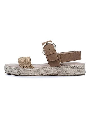 Sandalias suela con memoria de forma, tacón de 3,5 cm, diseño de cuerda y leopardo Isotoner