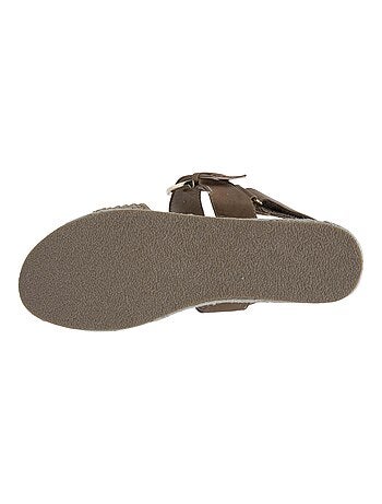 Sandalias suela con memoria de forma, tacón de 3,5 cm, diseño de cuerda y leopardo Isotoner