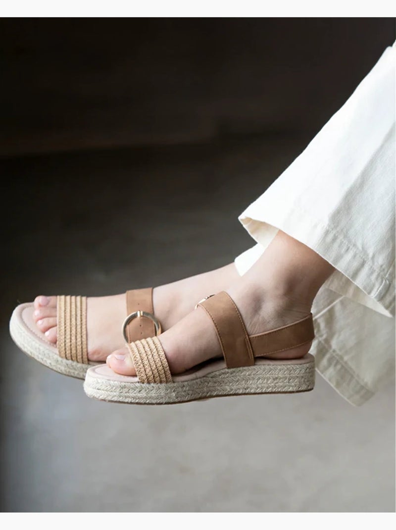 Sandalias con un tacón de cuña de 3,5 cm muy cómodo  Isotoner Camel - Kiabi
