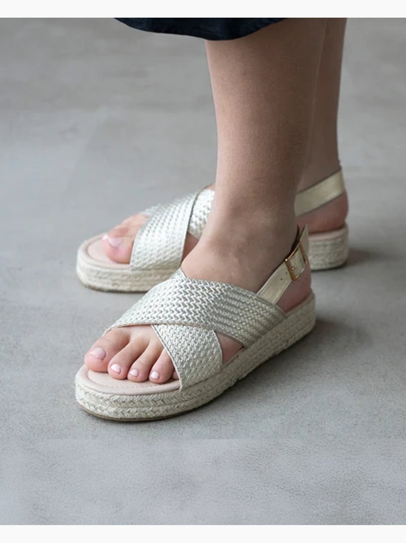 Sandalias con un tacón de cuña de 3,5 cm muy cómodo  Isotoner Dorado/Oro - Kiabi
