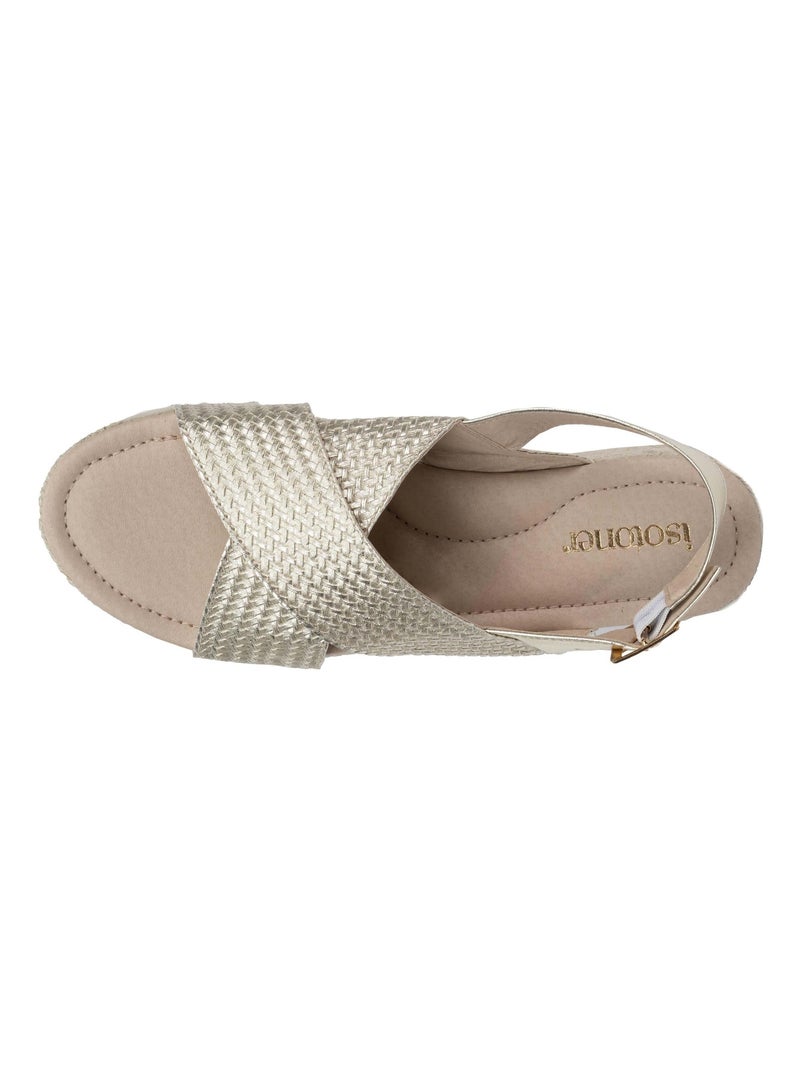 Sandalias con un tacón de cuña de 3,5 cm muy cómodo  Isotoner Dorado/Oro - Kiabi