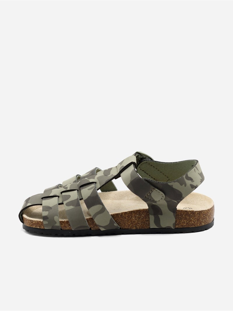 Sandalias con velcro Caqui - Kiabi
