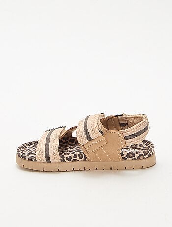 Sandalias con velcro estampado de leopardo