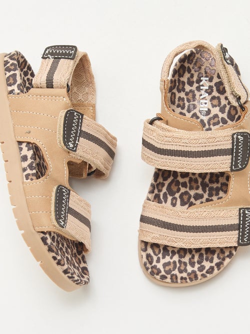 Sandalias con velcro estampado de leopardo - Kiabi