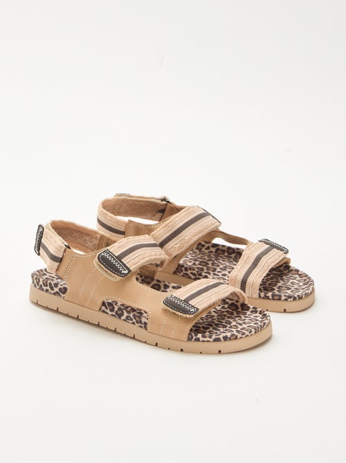 Sandalias con velcro estampado de leopardo - Kiabi