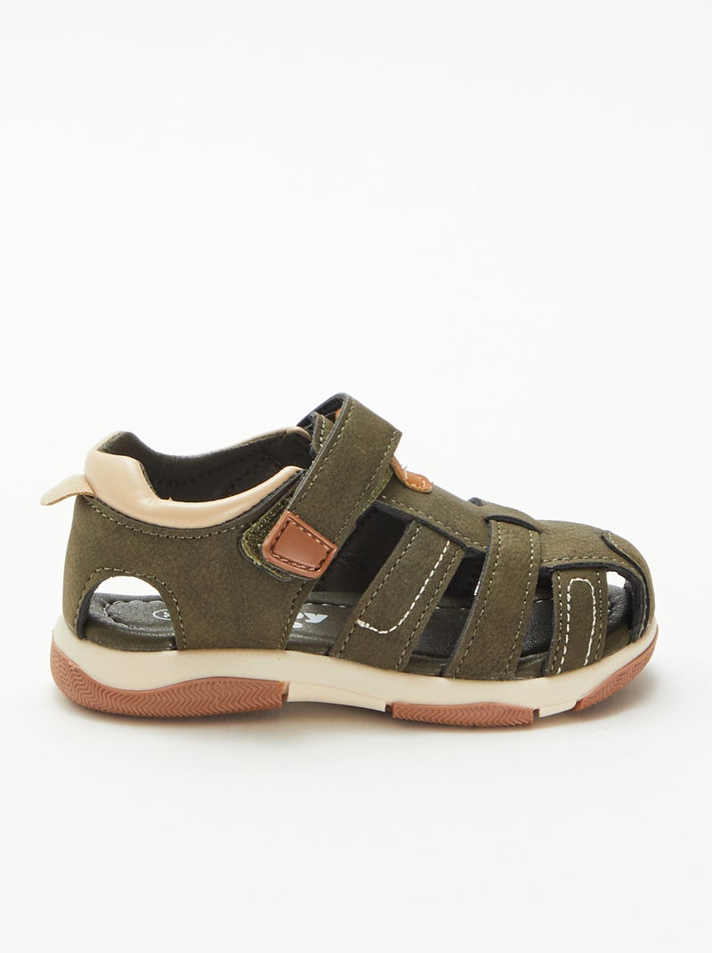 Sandalias con velcro Kaki - Kiabi