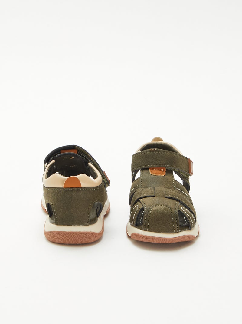 Sandalias con velcro Kaki - Kiabi