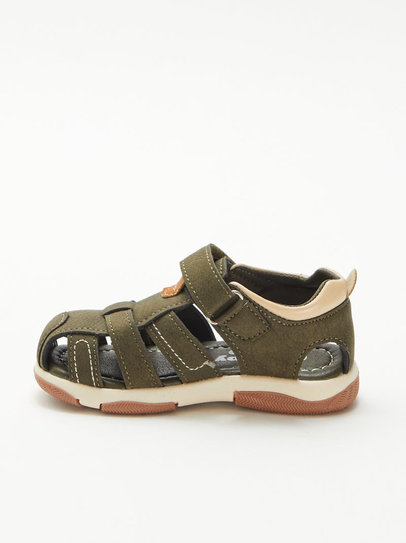 Sandalias con velcro Kaki - Kiabi