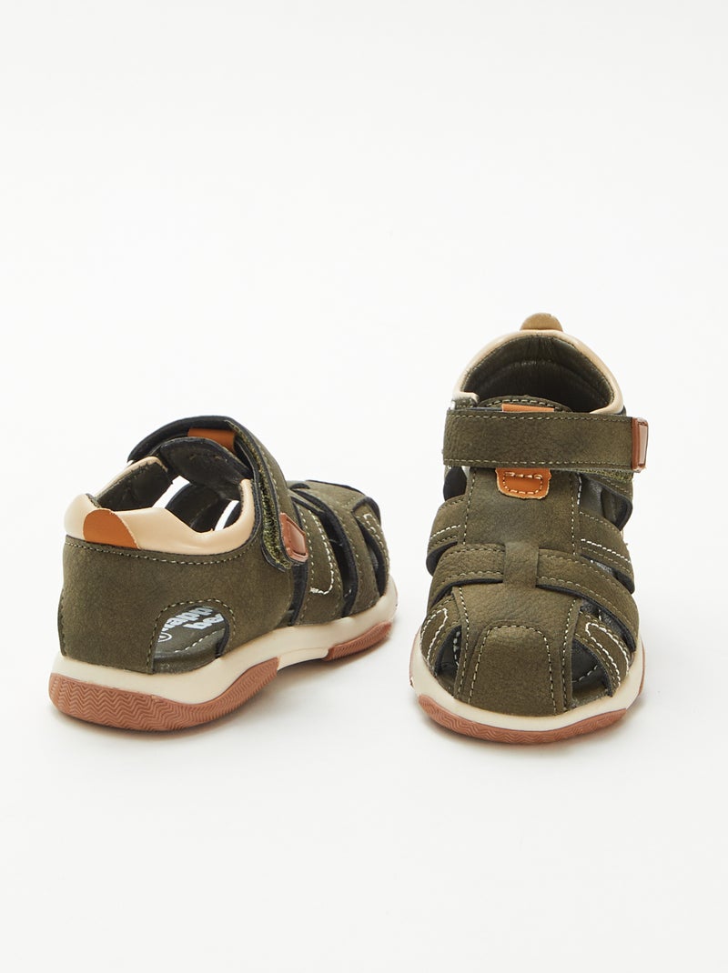 Sandalias con velcro Kaki - Kiabi