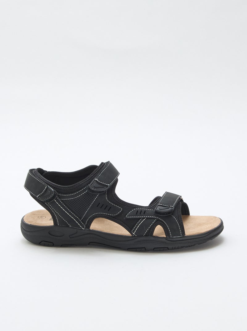Sandalias con velcro lisas Negro - Kiabi