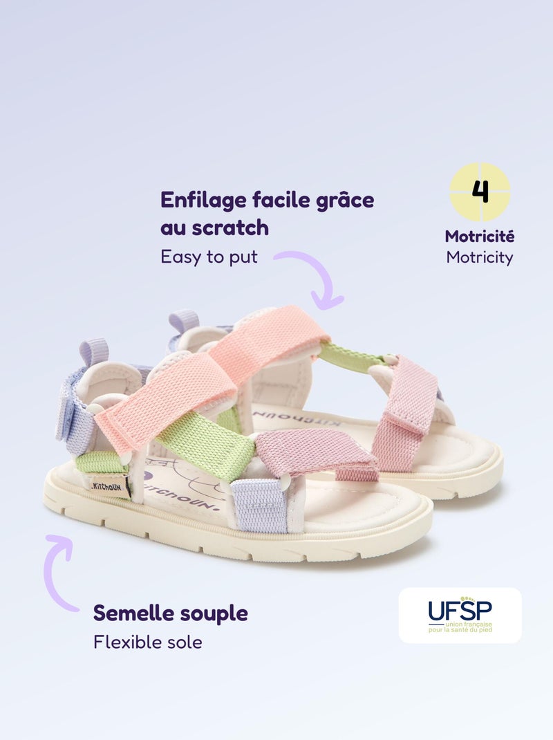 Sandalias con velcro motricidad 4 'caminar' - Kitchoun Rosa - Kiabi