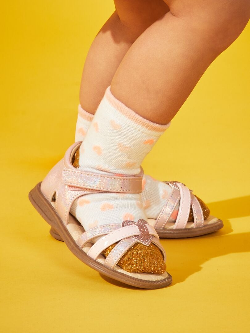Sandalias con velcro rosa - Kiabi