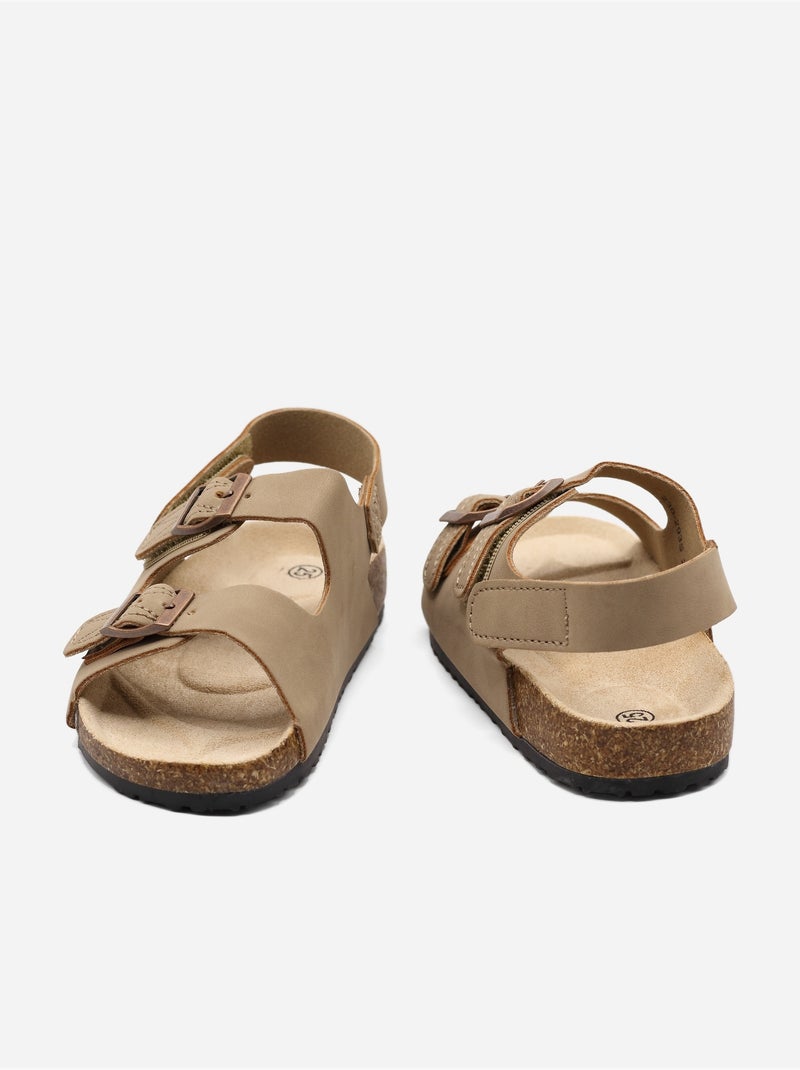 Sandalias con velcro Taupe - Kiabi