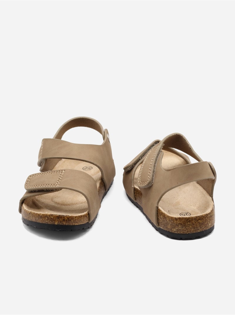 Sandalias con velcro Taupe - Kiabi