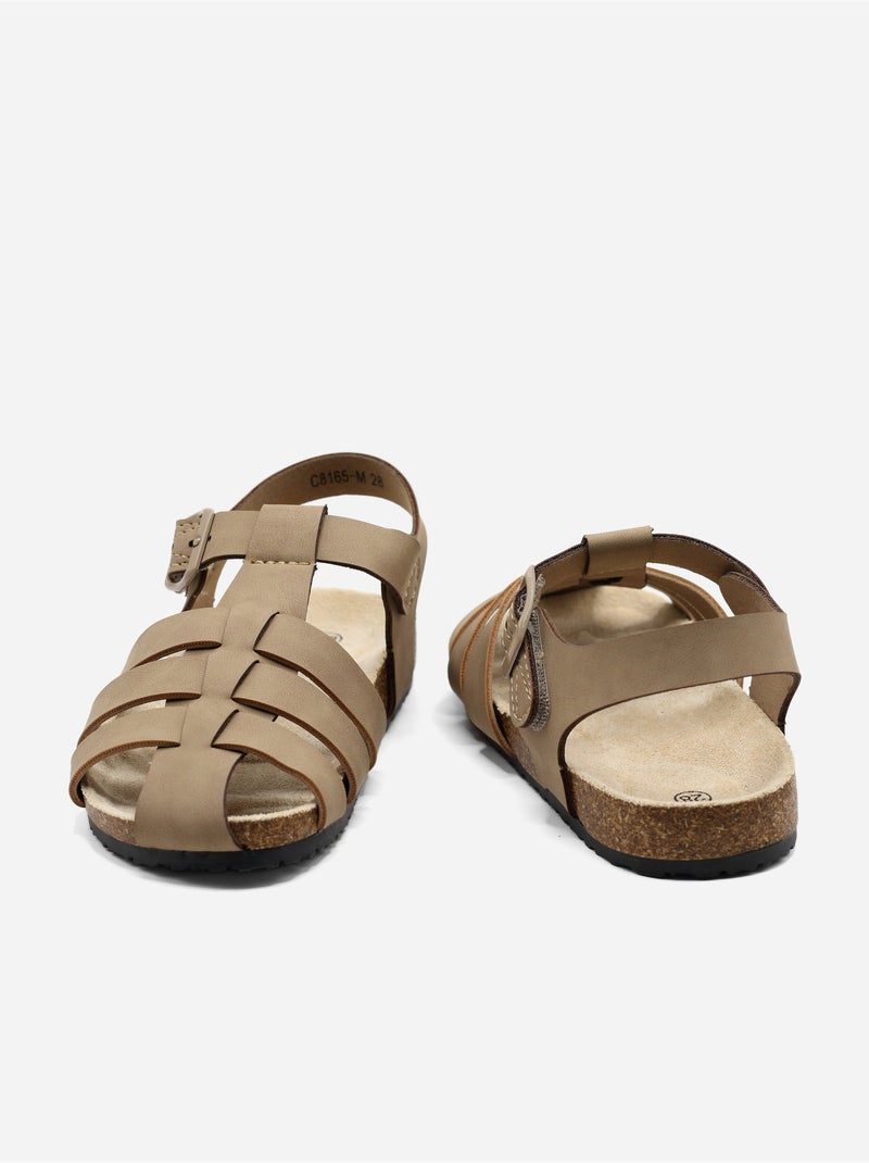 Sandalias con velcro Taupe - Kiabi