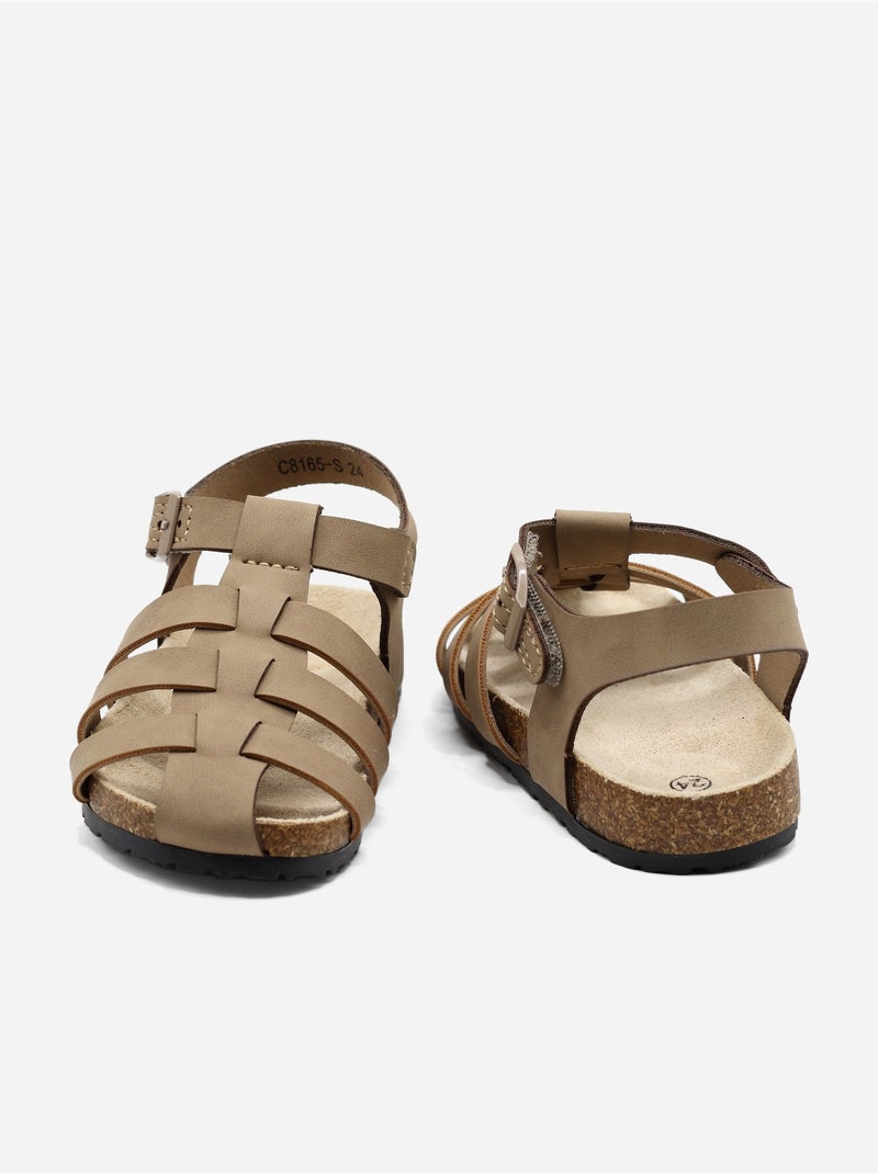 Sandalias con velcro Taupe - Kiabi
