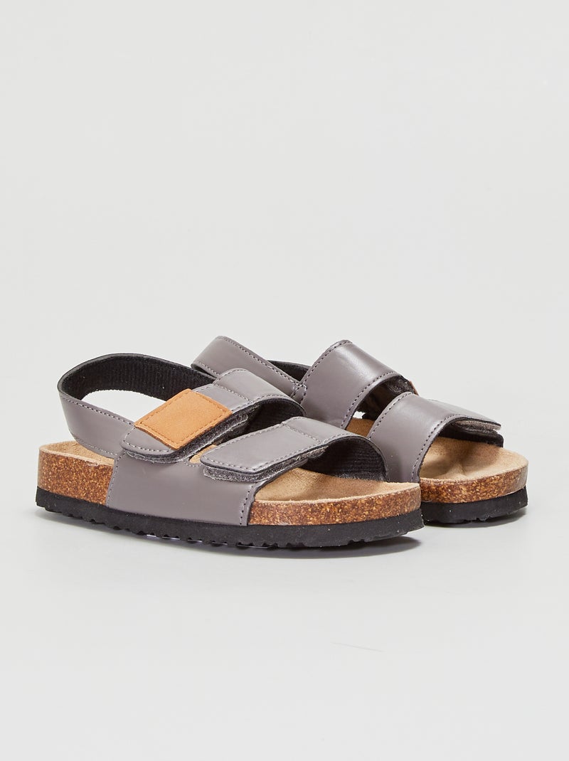 Sandalias con velcros gris - Kiabi