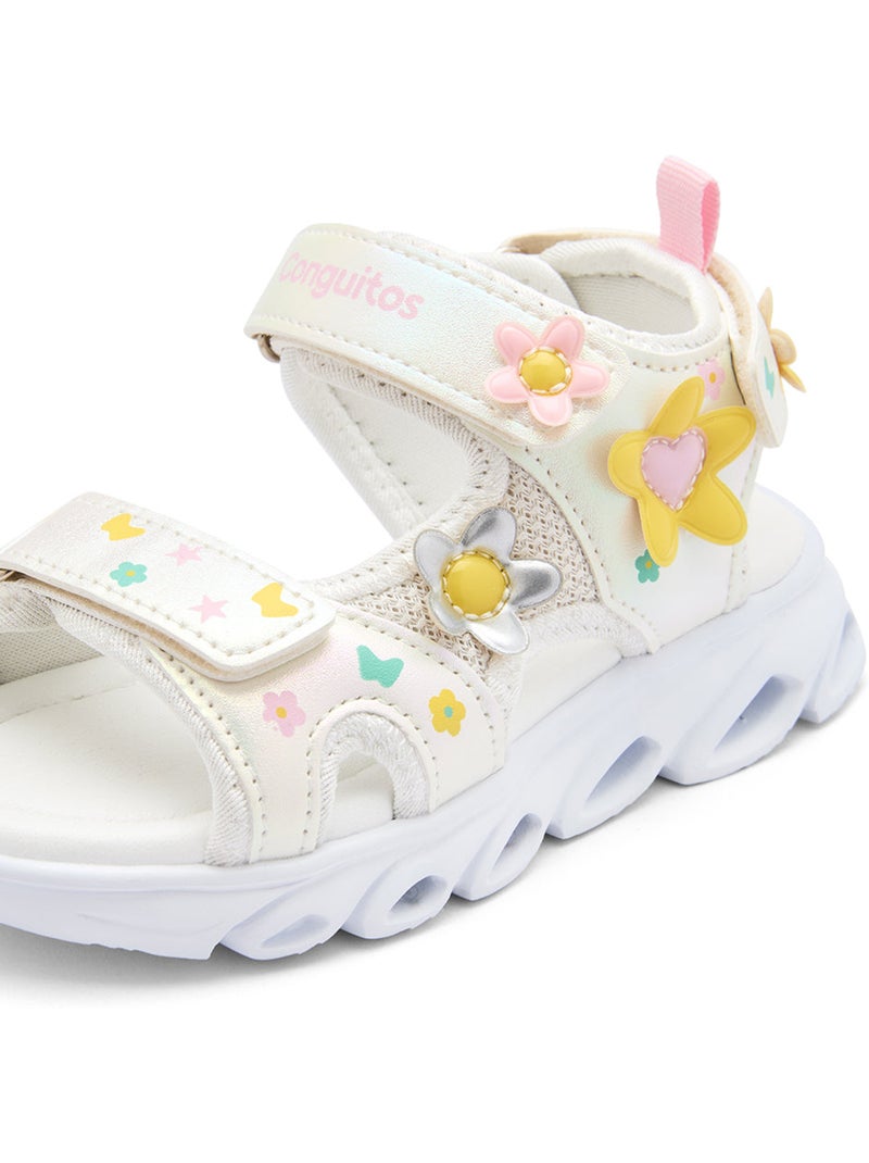 Sandalias Conguitos Floral Luces Blanco - Kiabi