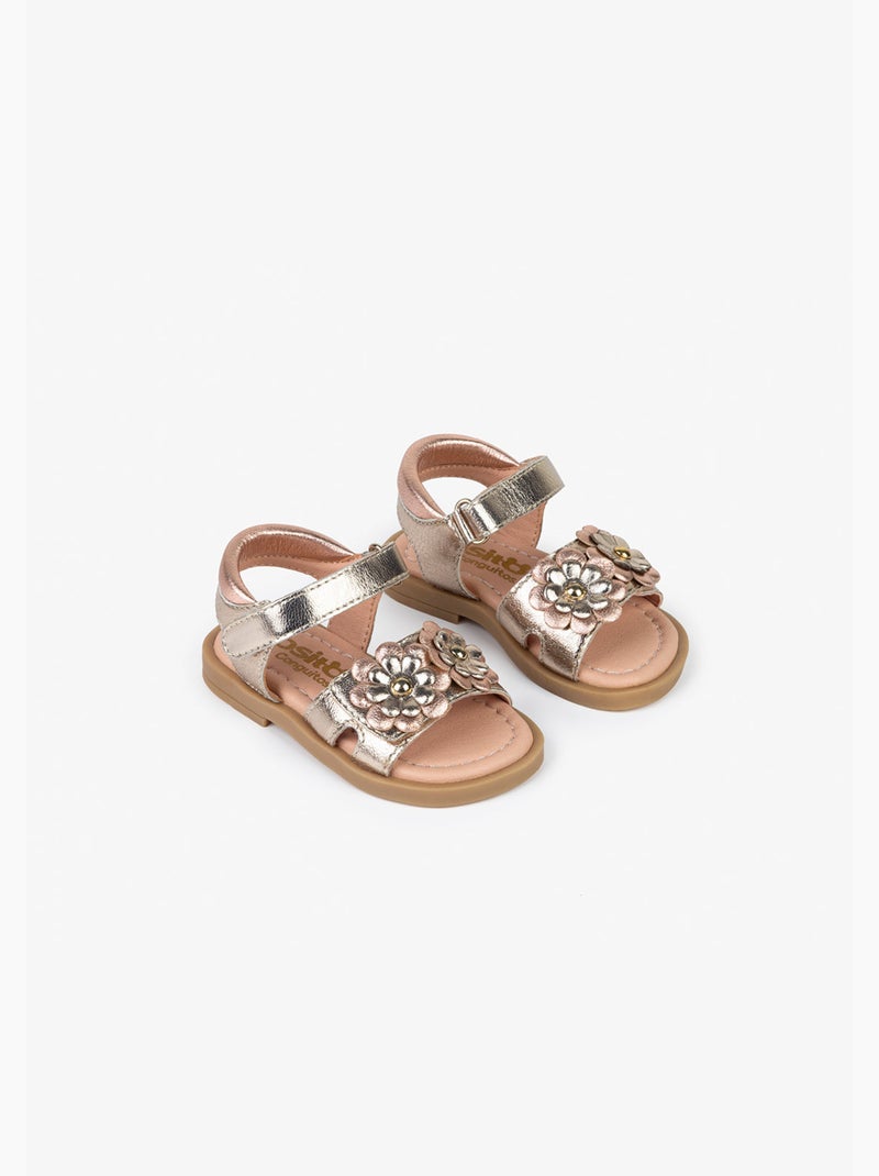 Sandalias Conguitos Flowers Metallic Marrón - Kiabi