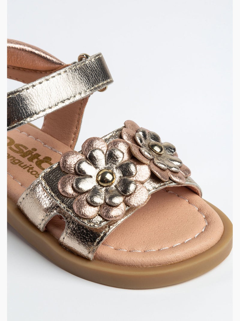 Sandalias Conguitos Flowers Metallic Marrón - Kiabi