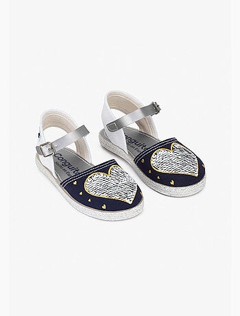 Sandalias conguitos heart reversible sequins