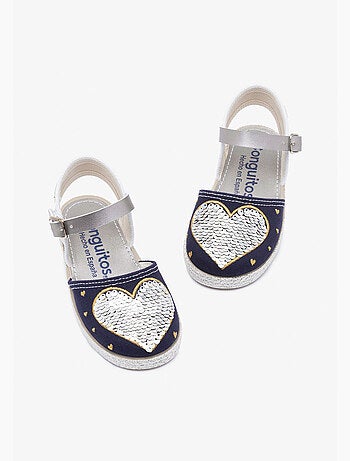 Sandalias conguitos heart reversible sequins