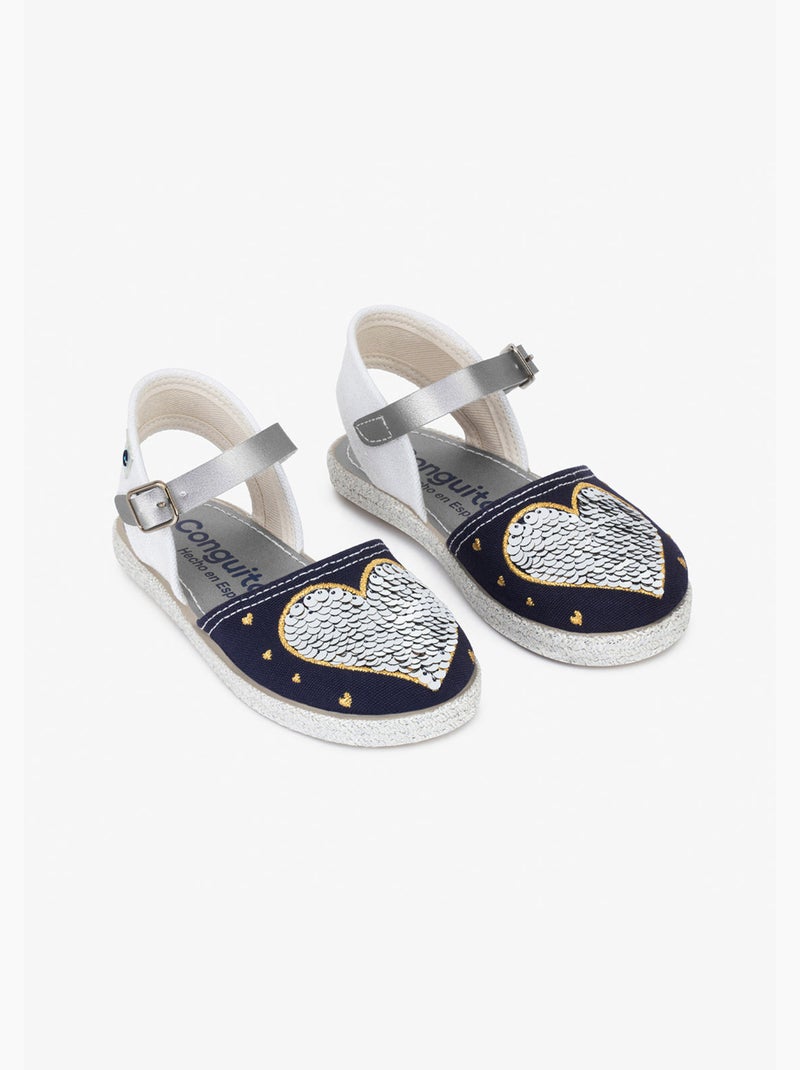 Sandalias Conguitos Heart Reversible Sequins Azul marino - Kiabi