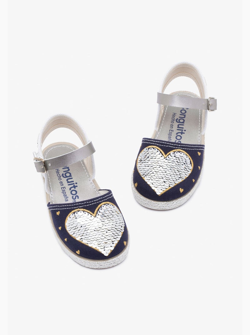 Sandalias Conguitos Heart Reversible Sequins Azul marino - Kiabi